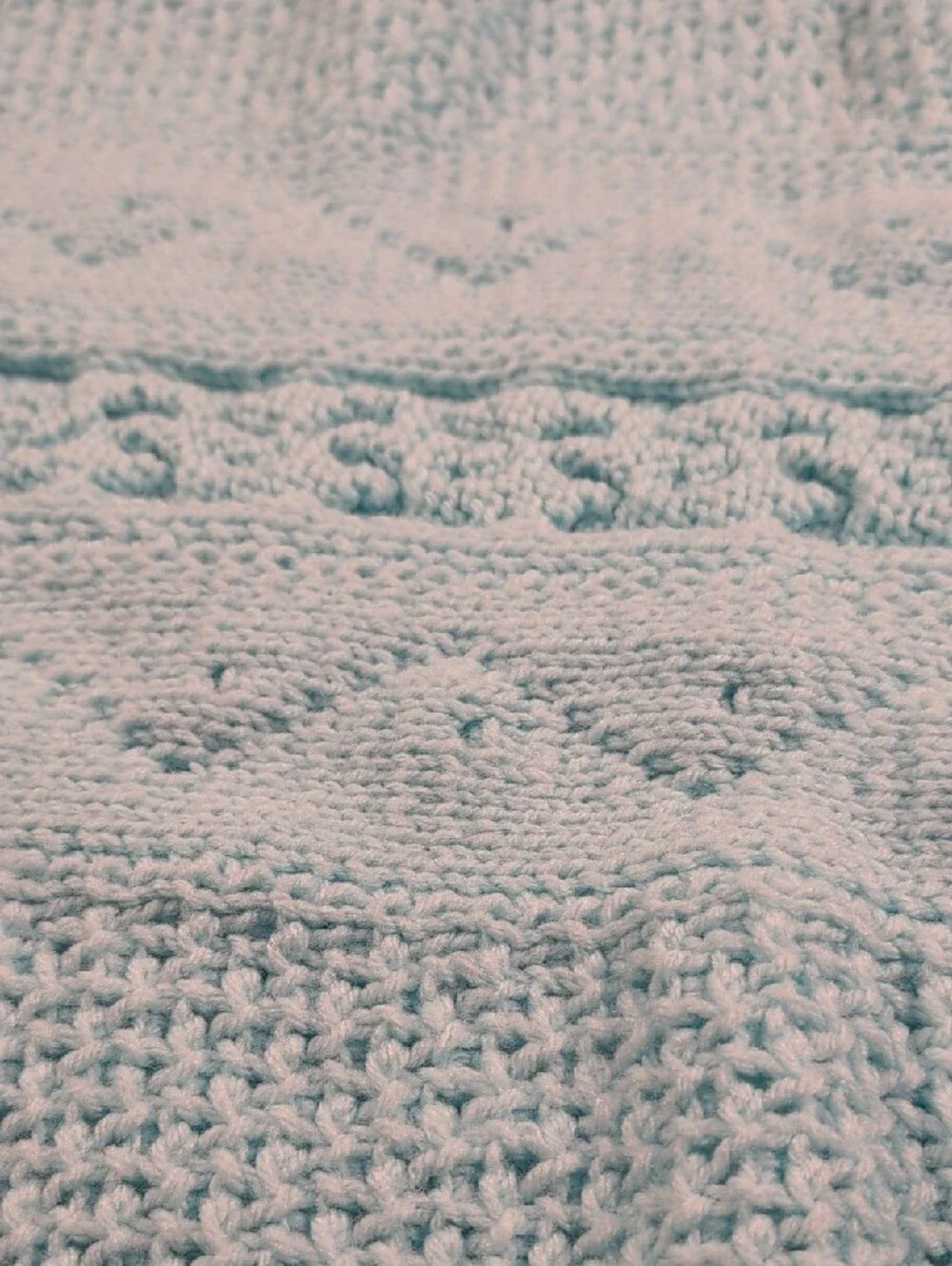 Baby Blue Cable Knit Blanket 33